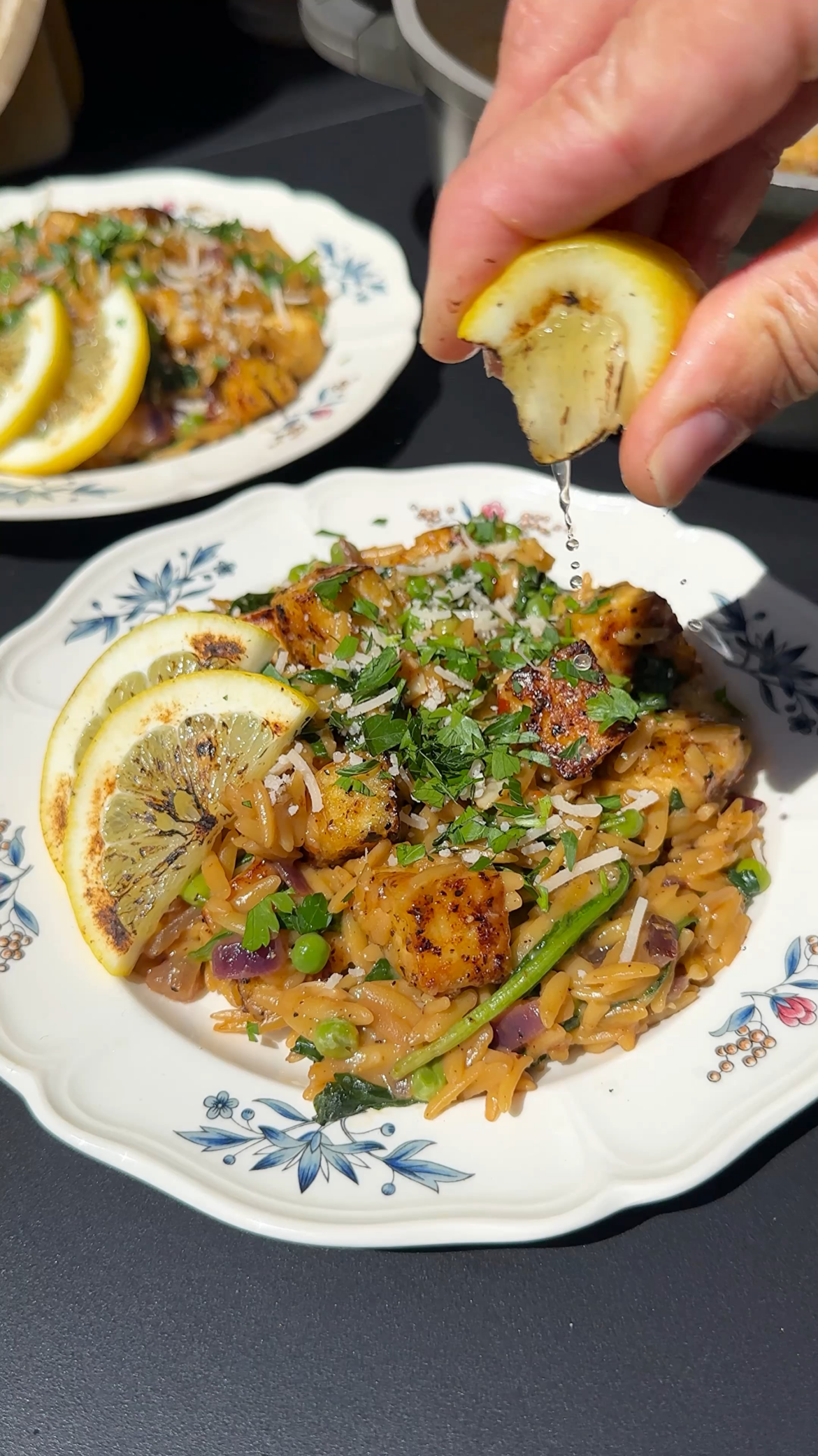 Creamy One Pan Lemon Pepper Tofu and Orzo
