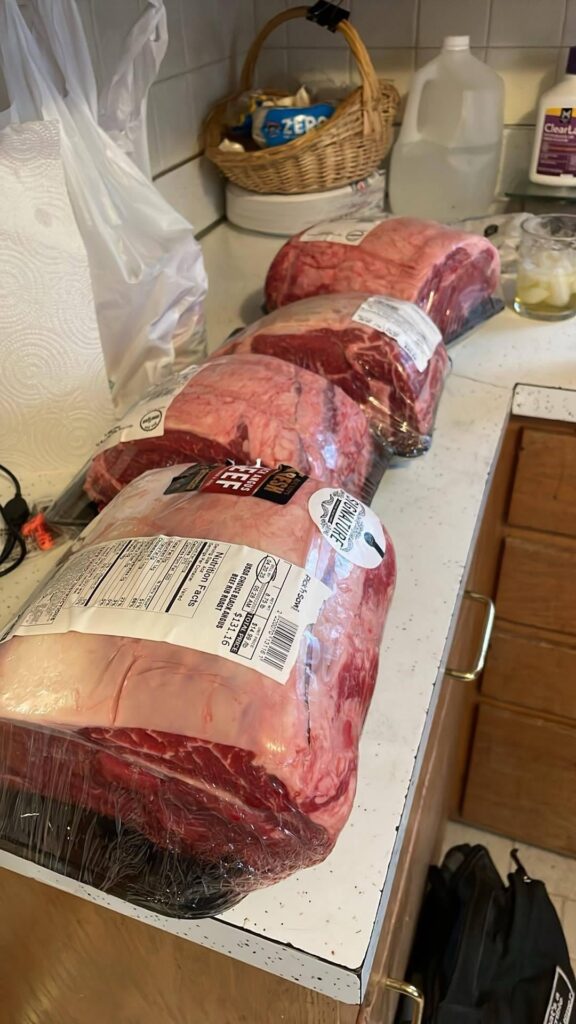 Slicing up the sale rib roasts Slicing up the sale rib roasts