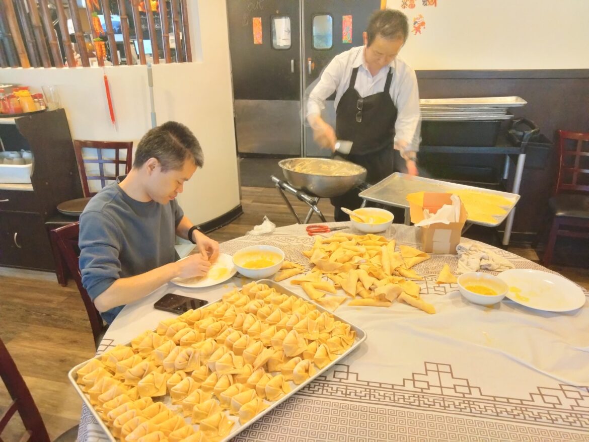 Went to Lao Sze Chuan again today in Downers Grove for some Mapo Tofu and they were making crab rangoons from scratch