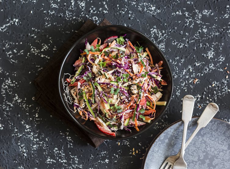 Rainbow slaw chicken
