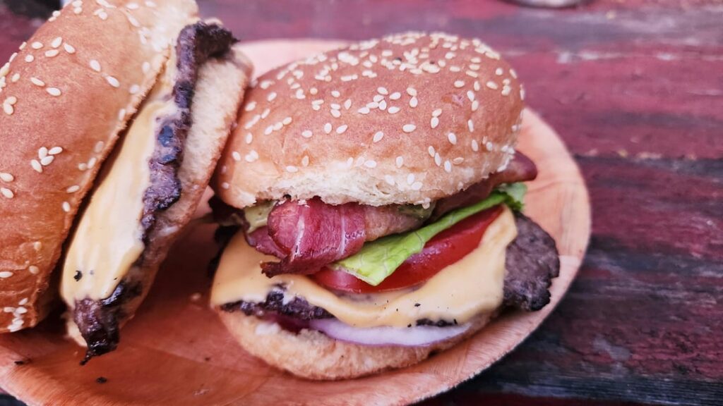 Sunday night bacon cheeseburger