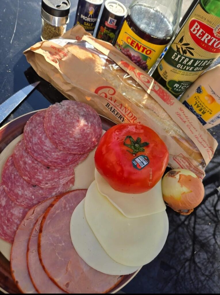 Made a sub w salami, gabagool, provolone, and sharp provolone