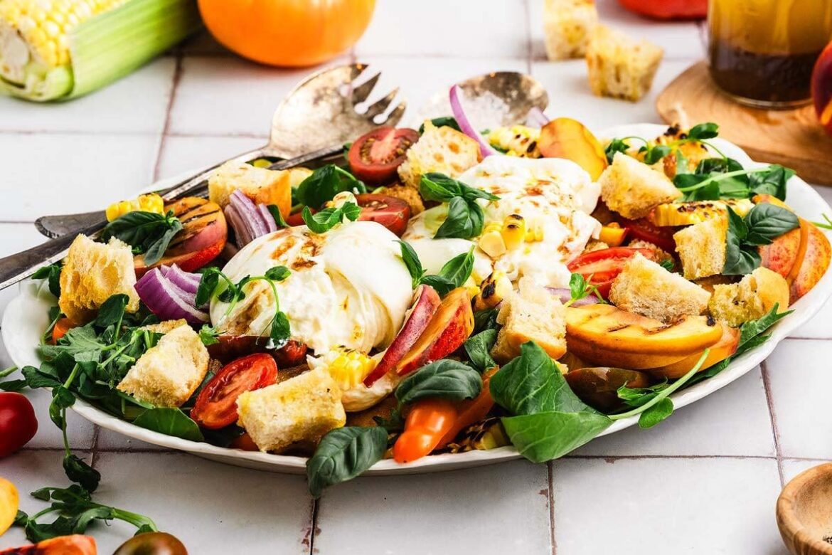 Peach Panzanella Salad
