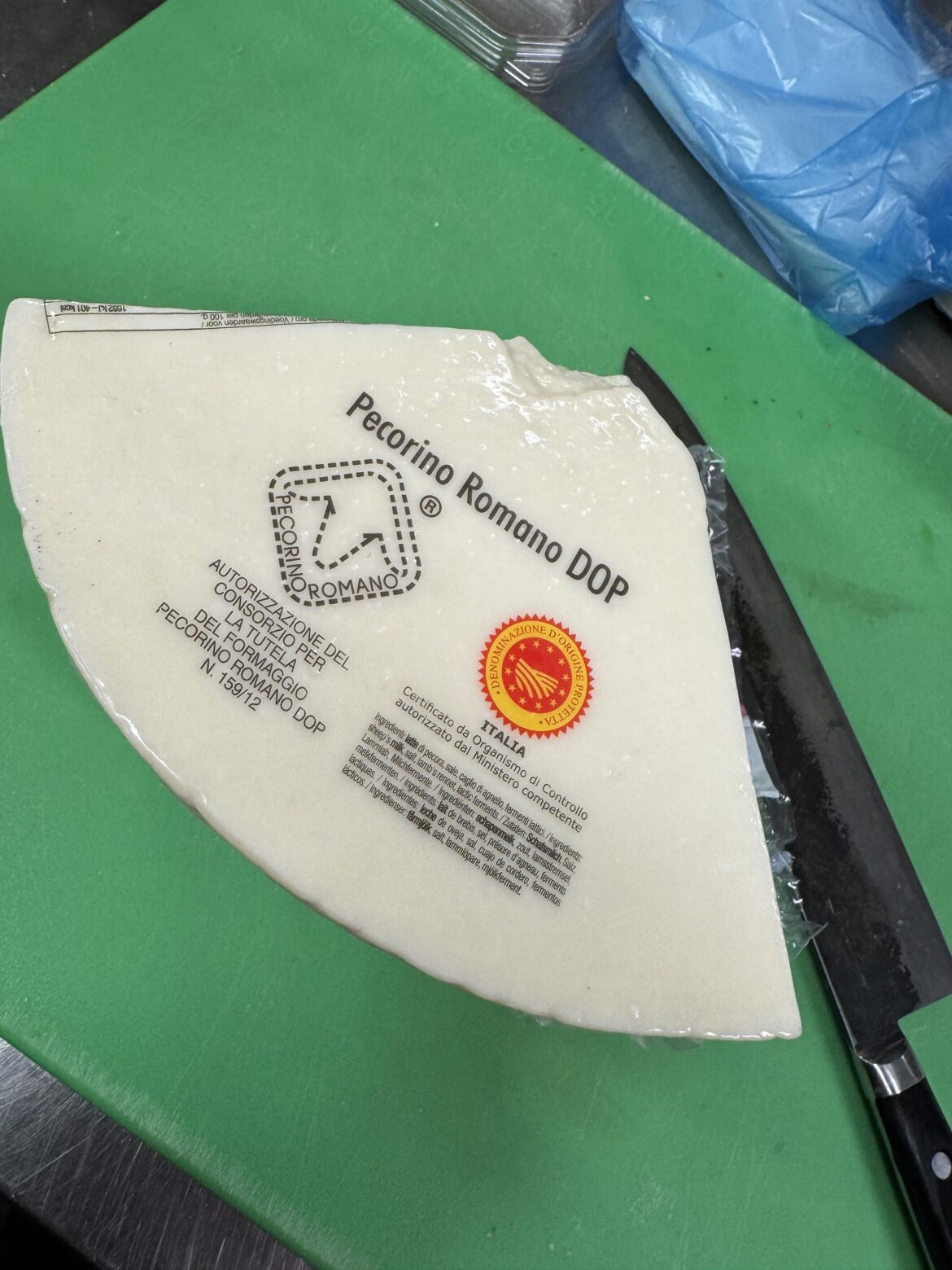 Cutting this Pecorino.