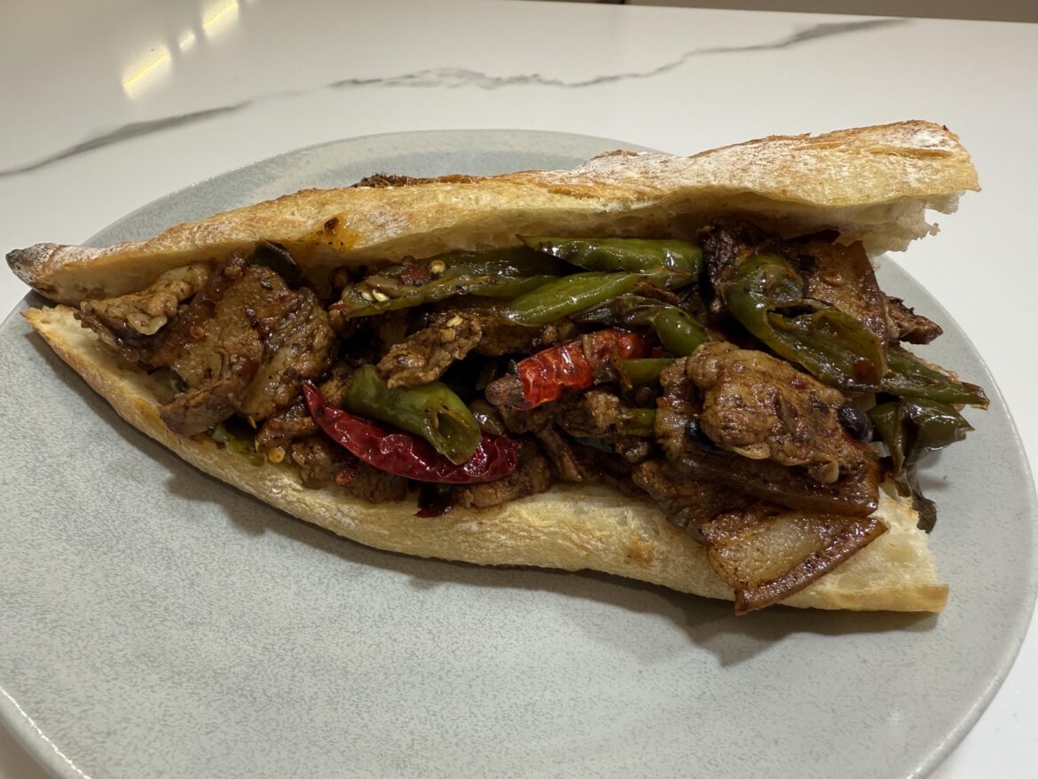 Pork and peppers sandwich