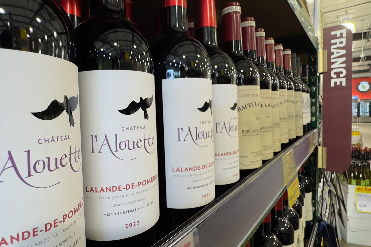 French wine shown for sale in California 