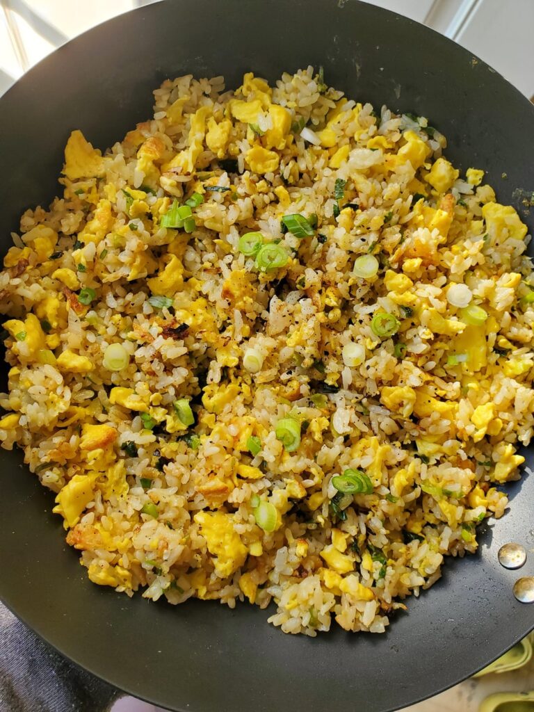 Got rice? Make a simple side dish. Ginger Scallion Egg Fried Rice.