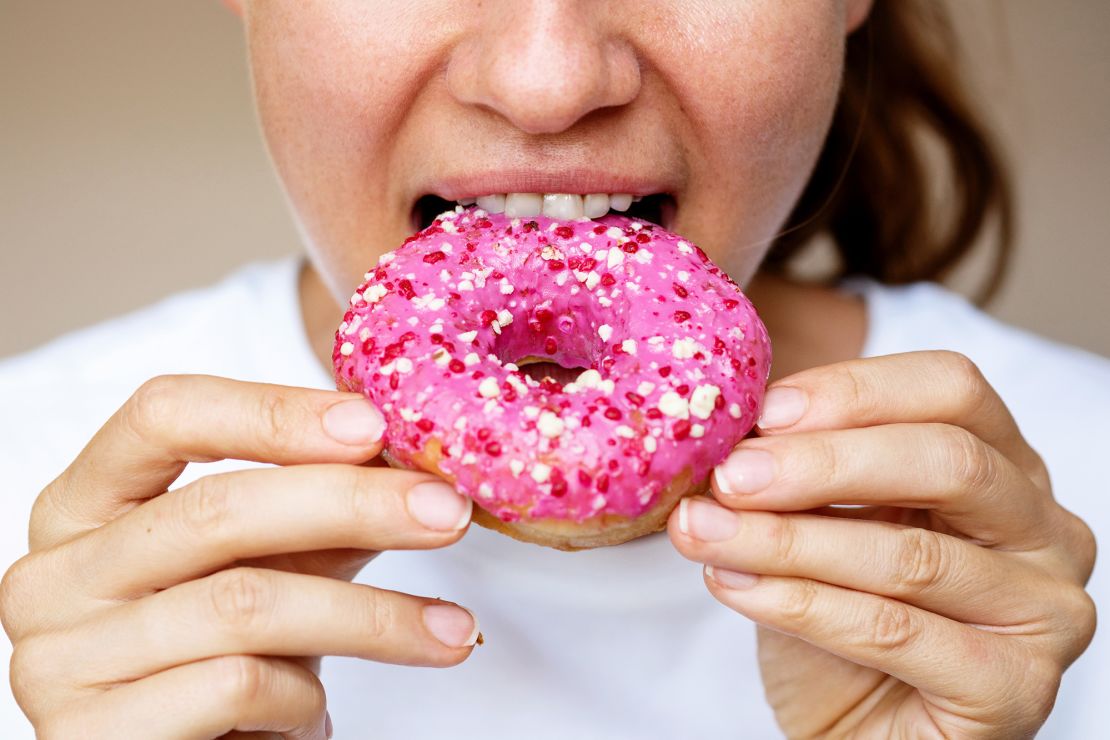 Ultraprocessed foods include bakery items such as doughnuts, packaged snacks, ready-to-eat meals, breakfast cereals, frozen meals, and sweetened and diet beverages.