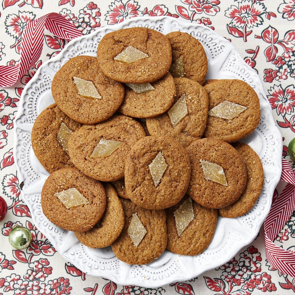 gingerbread slice and bake cookies with candied ginger