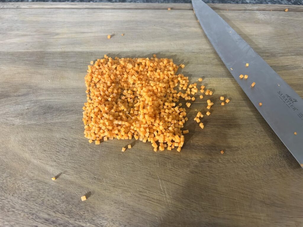 First attempt at a carrot brunoise