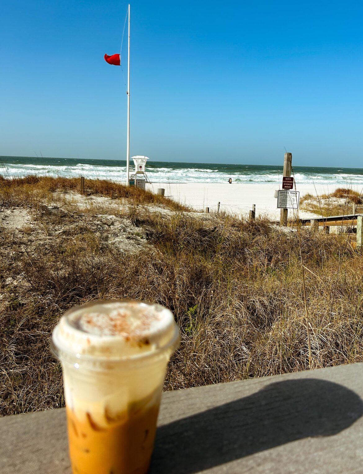 Iced latte and a view you can’t beat