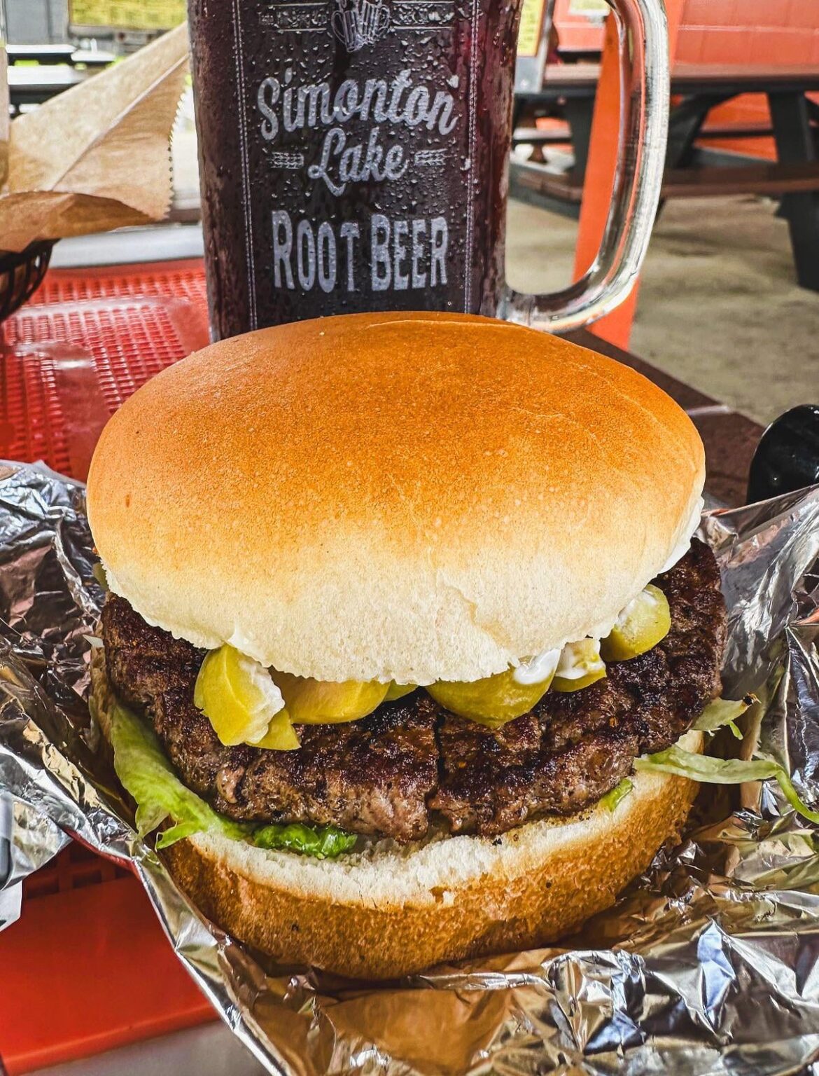 Olive Burger at Simonton Lake Drive-In, Elkhart, Indiana