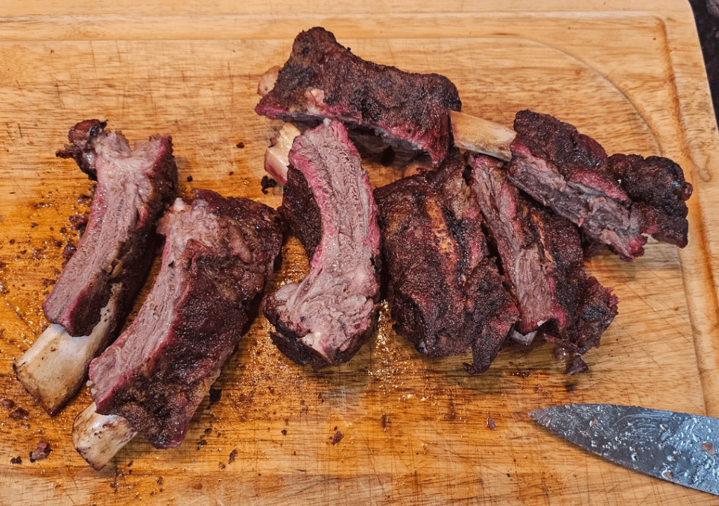 Smoked some beef ribs I trimmed off a prime rib