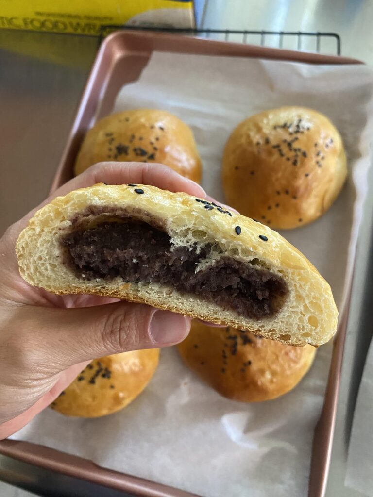 Baked some red bean buns from scratch, including the red bean paste