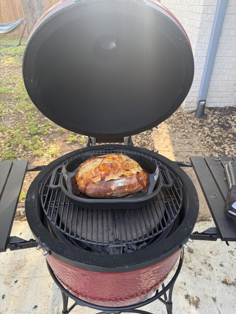 Made cheddar cheese sourdough on a grill