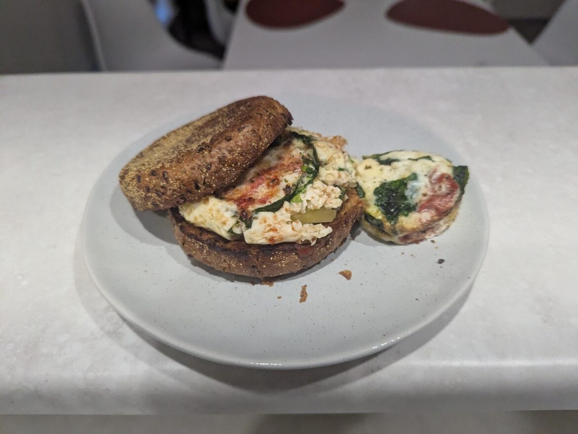 Made Egg White Muffins yesterday, and this morning I put some between an English Muffin for a quick breakfast