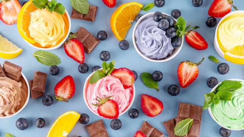 Frozen yogurt cups with fruit