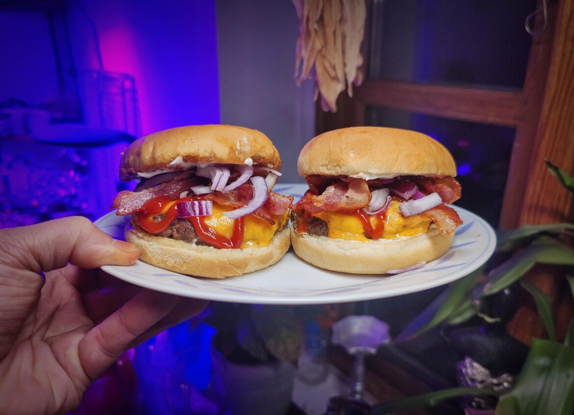 My girlfriend created these two Bacon Cheese twins.