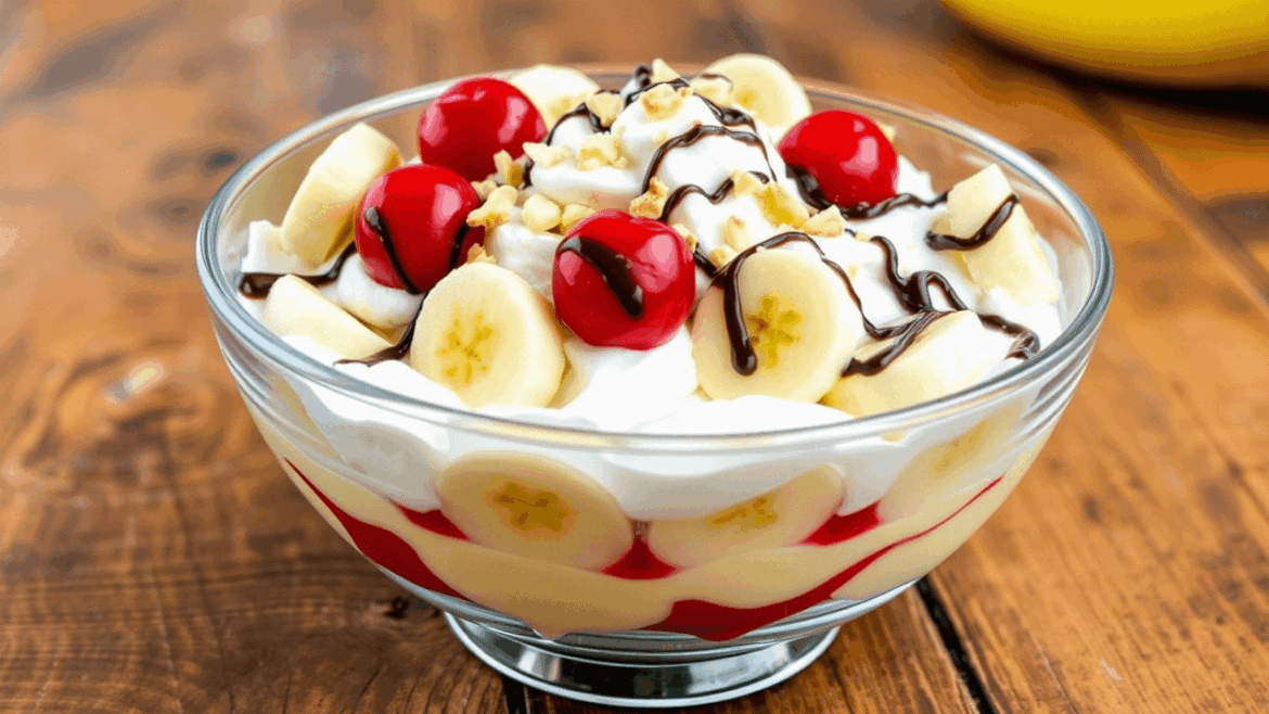 No-Bake Banana Split Fluff Delight – Creamy, Fruity, and Quick!