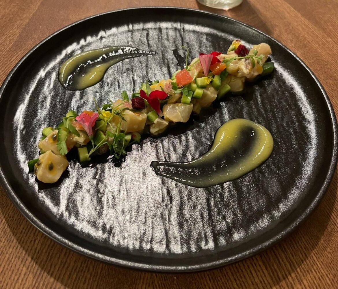 White Seabass Crudo | Passionfruit, Citrus, Foraged Flowers