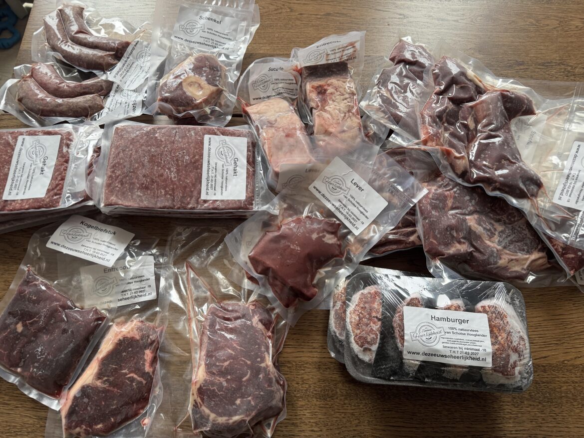 Wild beef for 16 euro per kilo