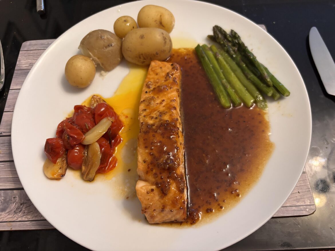 Honey and mustard baked salmon