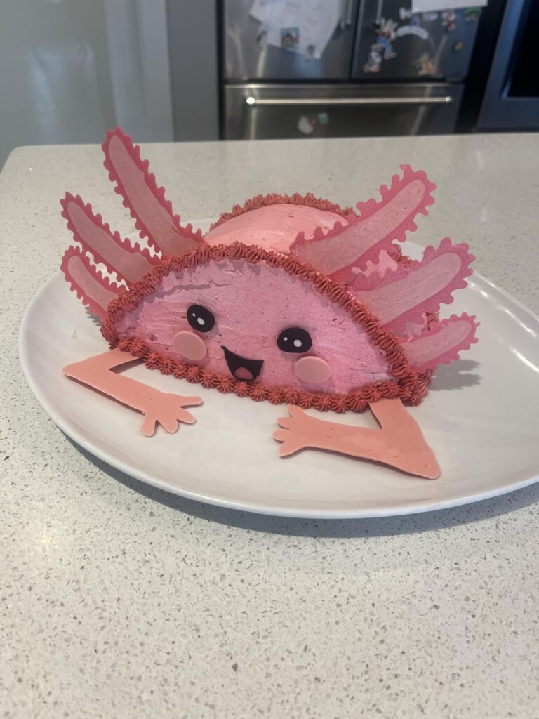 Axolotl cake for my husband’s birthday