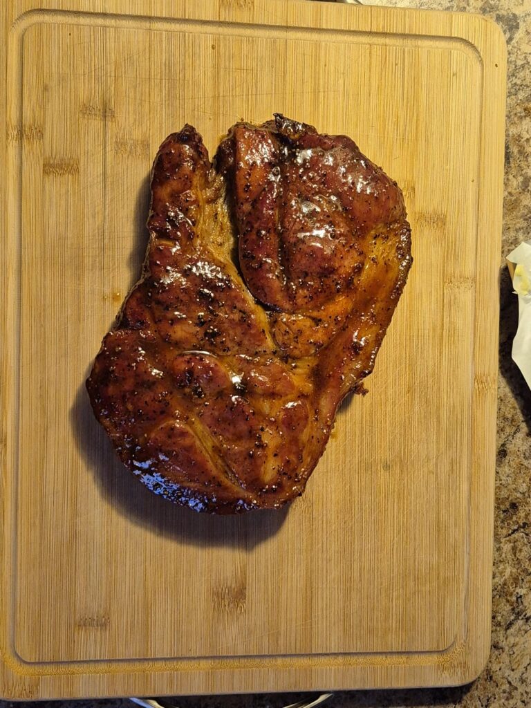 How does my pork steak look.