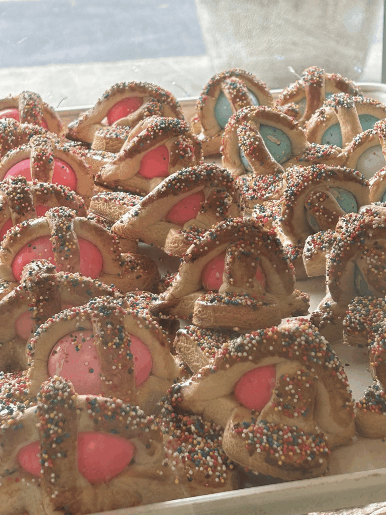 I got these Easter treats in the Bronx's Little Italy. I didn't catch the name of the treat (but they are eggs).