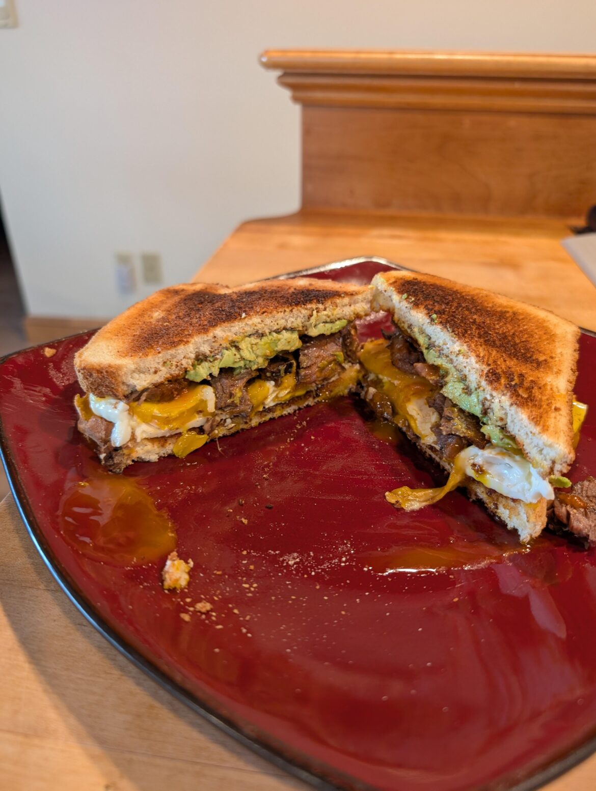 Steak, egg, cheese, avocado to start the day