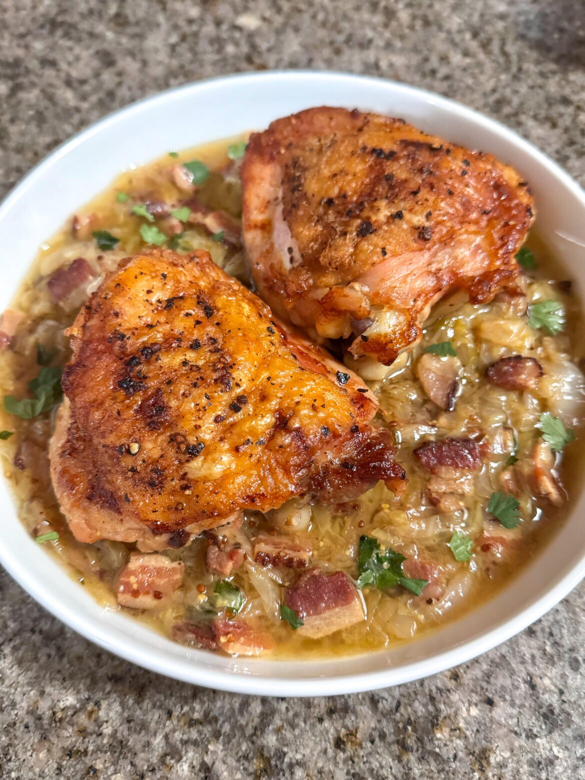 Kenji’s Crispy Braised Chicken Thighs With Cabbage and Bacon