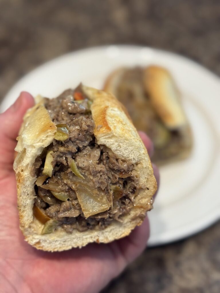 Cheesesteak w/onions and hot cherry peppers