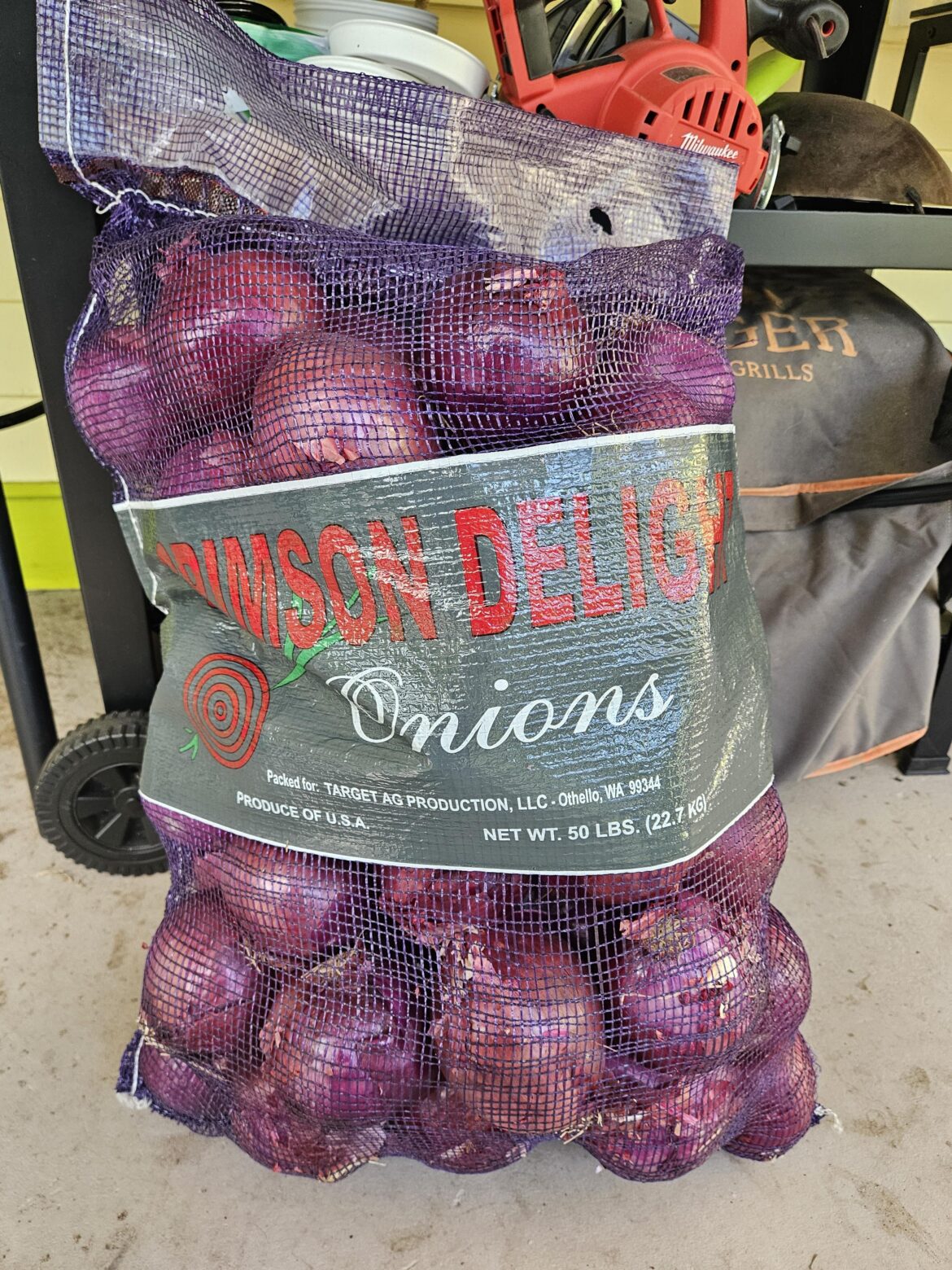 Our local free food place had 50 pound bags of red onions.