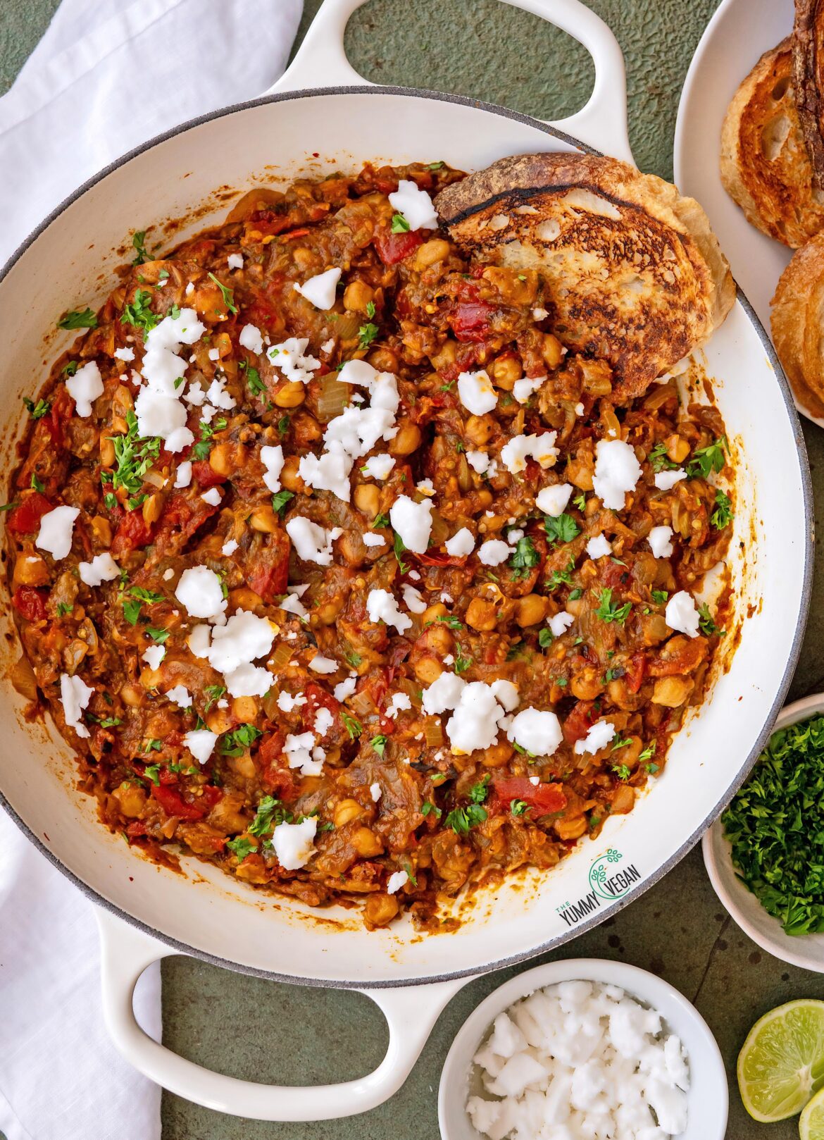 Roasted Eggplant w/ Chickpeas & Tomatoes
