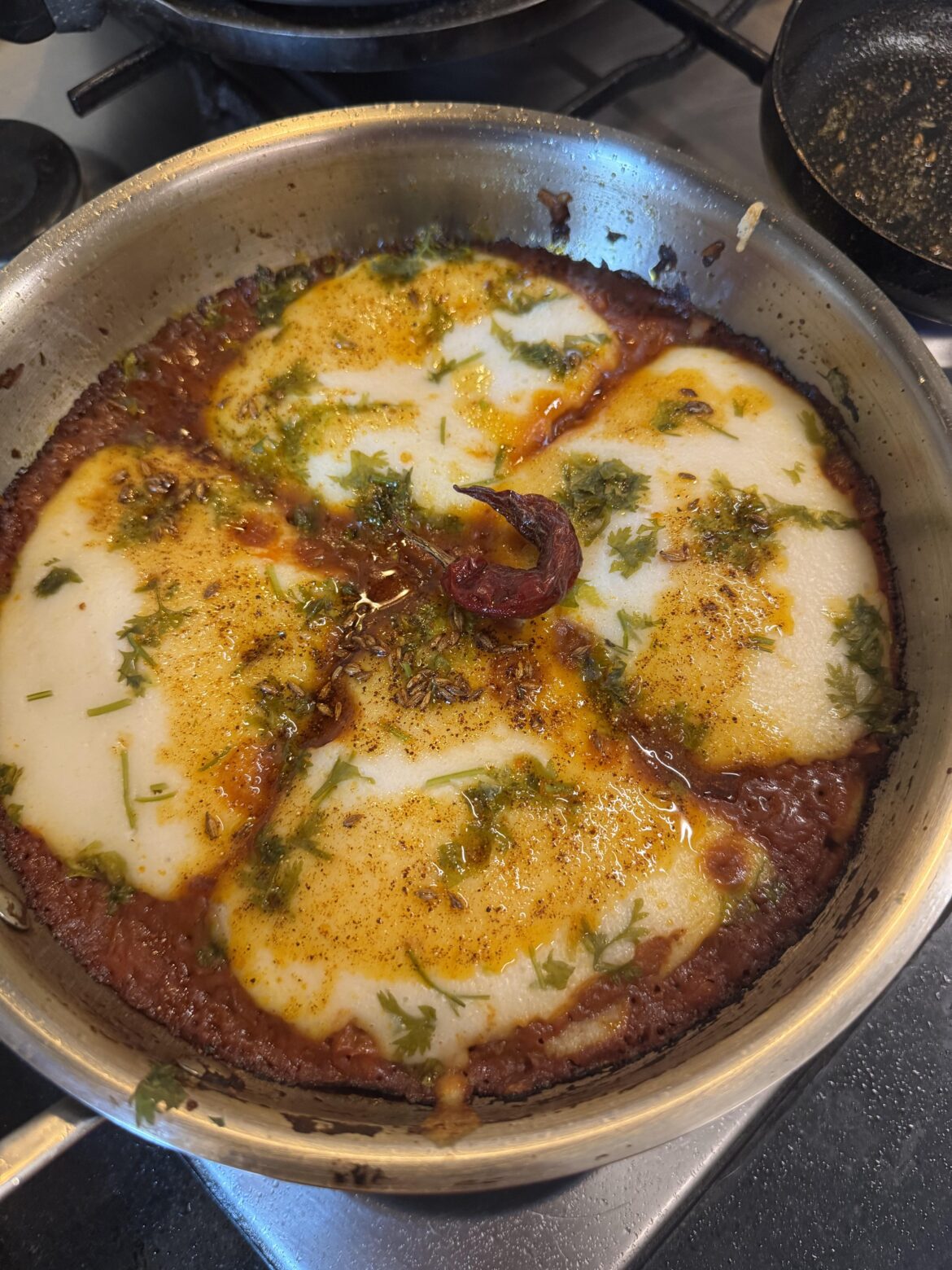 Idli shakshuka. Hack for those who don’t eat eggs.