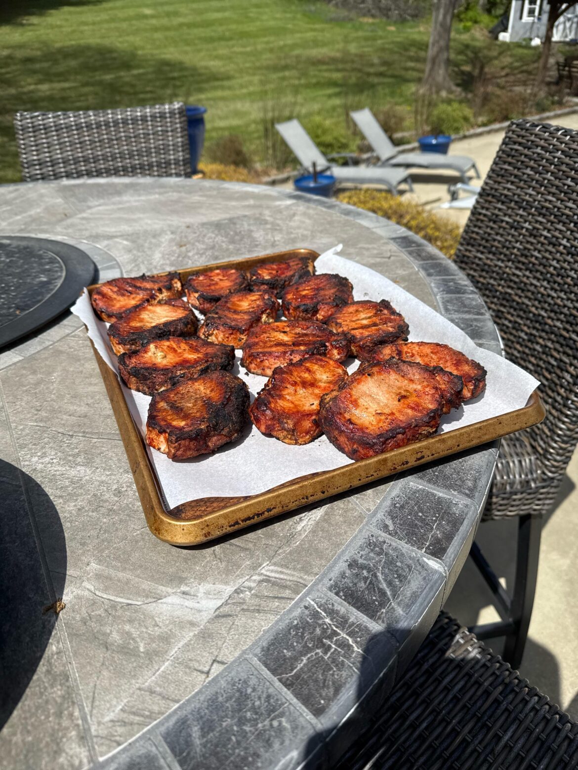 Are these pork chops burnt?