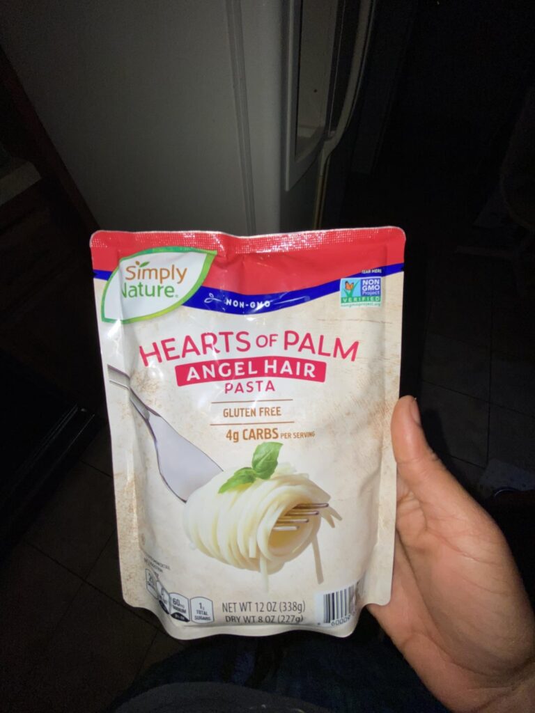 Low cal spaghetti using Heart of Palm noodles