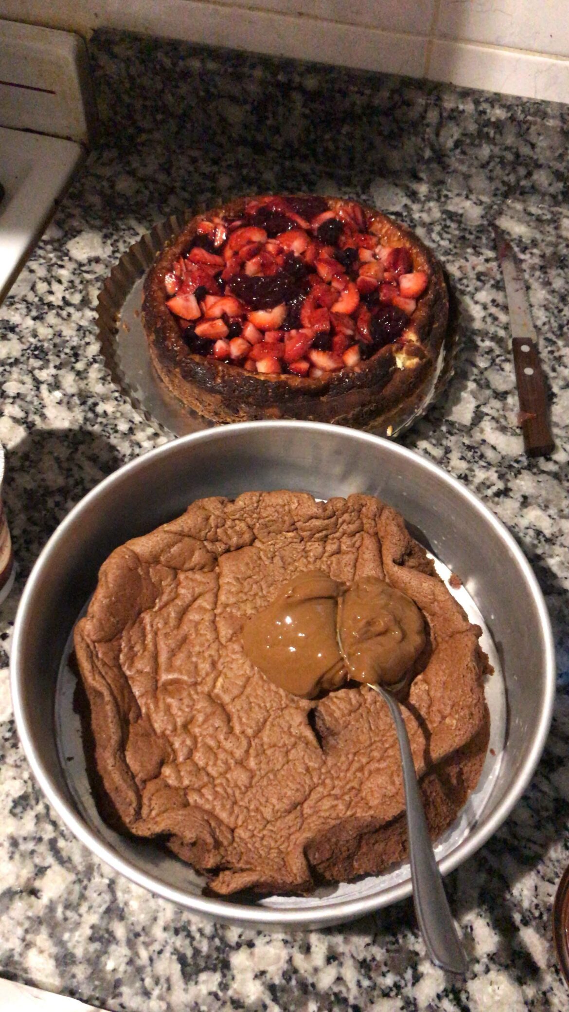 cheescske and flourless brownie, made with stiff egg whites