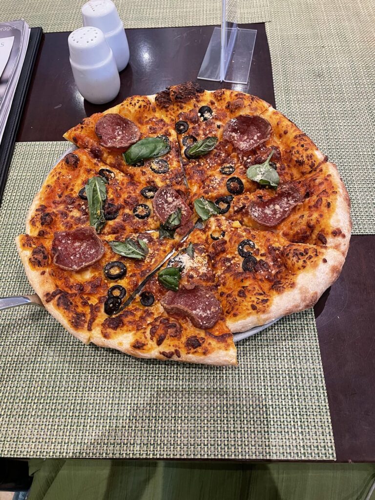 Pizza alla diavola calories? Thin crust. It’s around 25-30cm (9.8 - 11.8 inch)