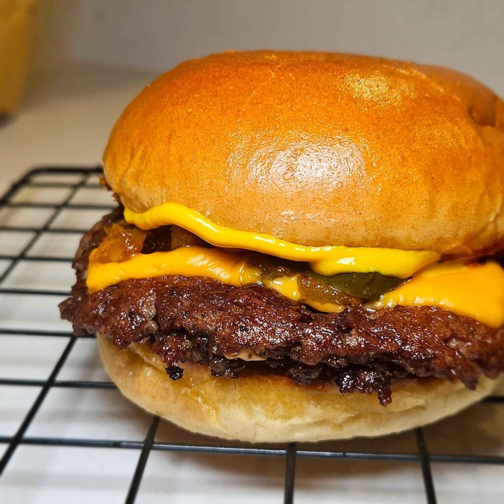 Made 2 doube cheeseburgers with grilled onions for myself