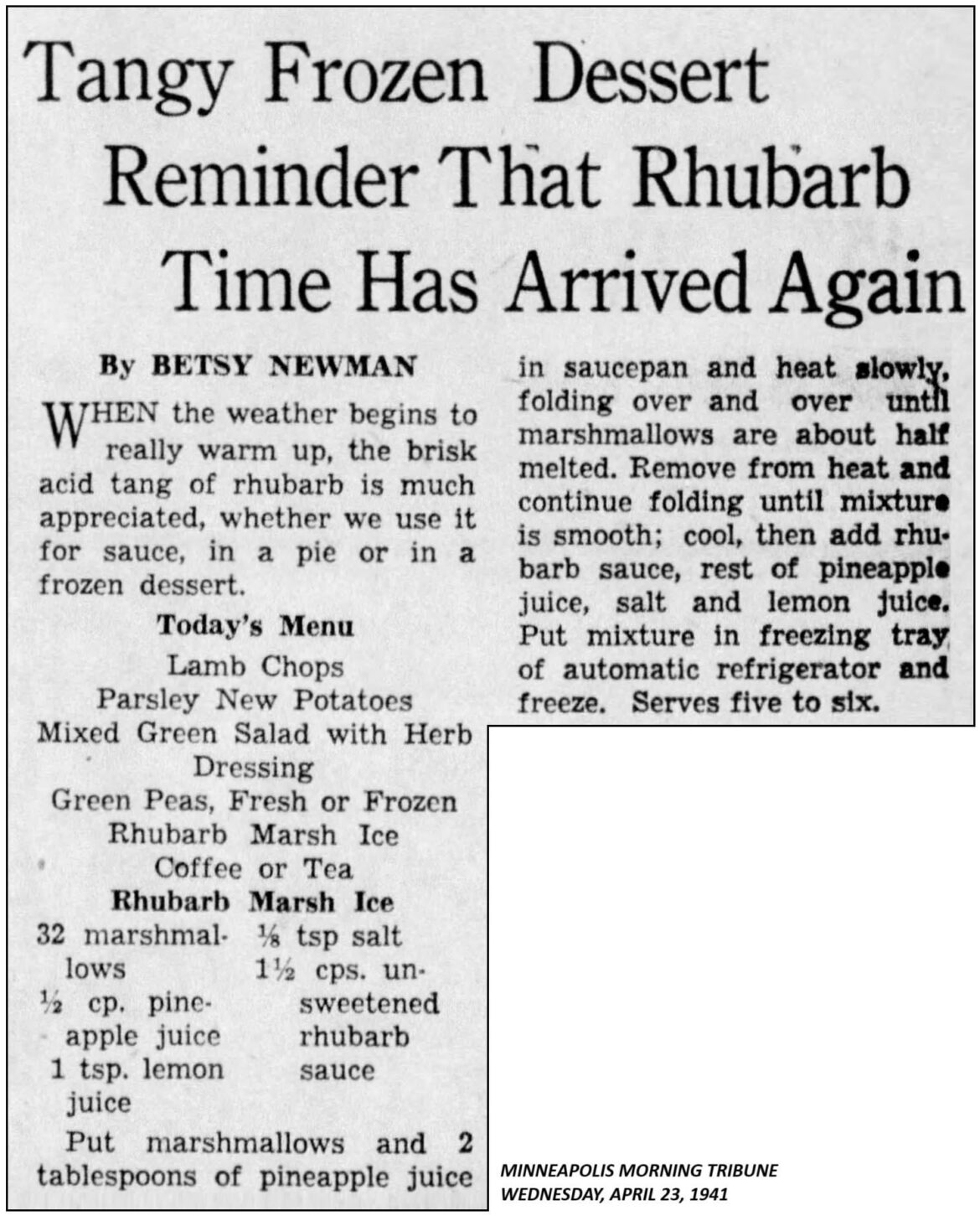 April 23, 1941: Rhubarb Marsh Ice