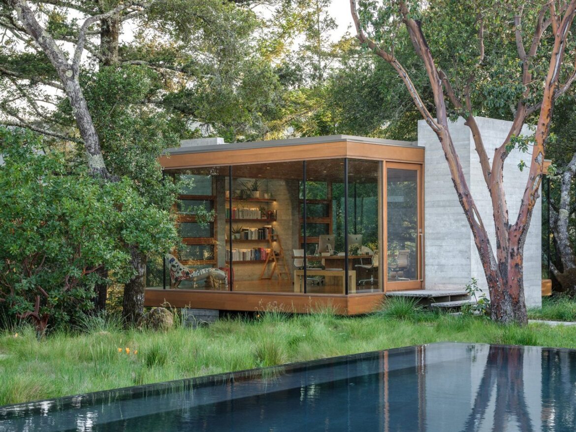 Wood-Framed Glass Box Is A Floating Home Office In The California Wine Country Giving WFH A Whole New Meaning