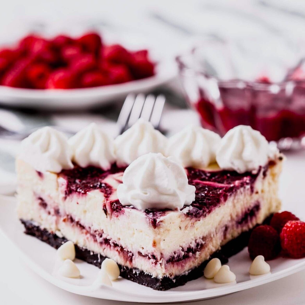 White Chocolate Raspberry Cheesecake [OC]