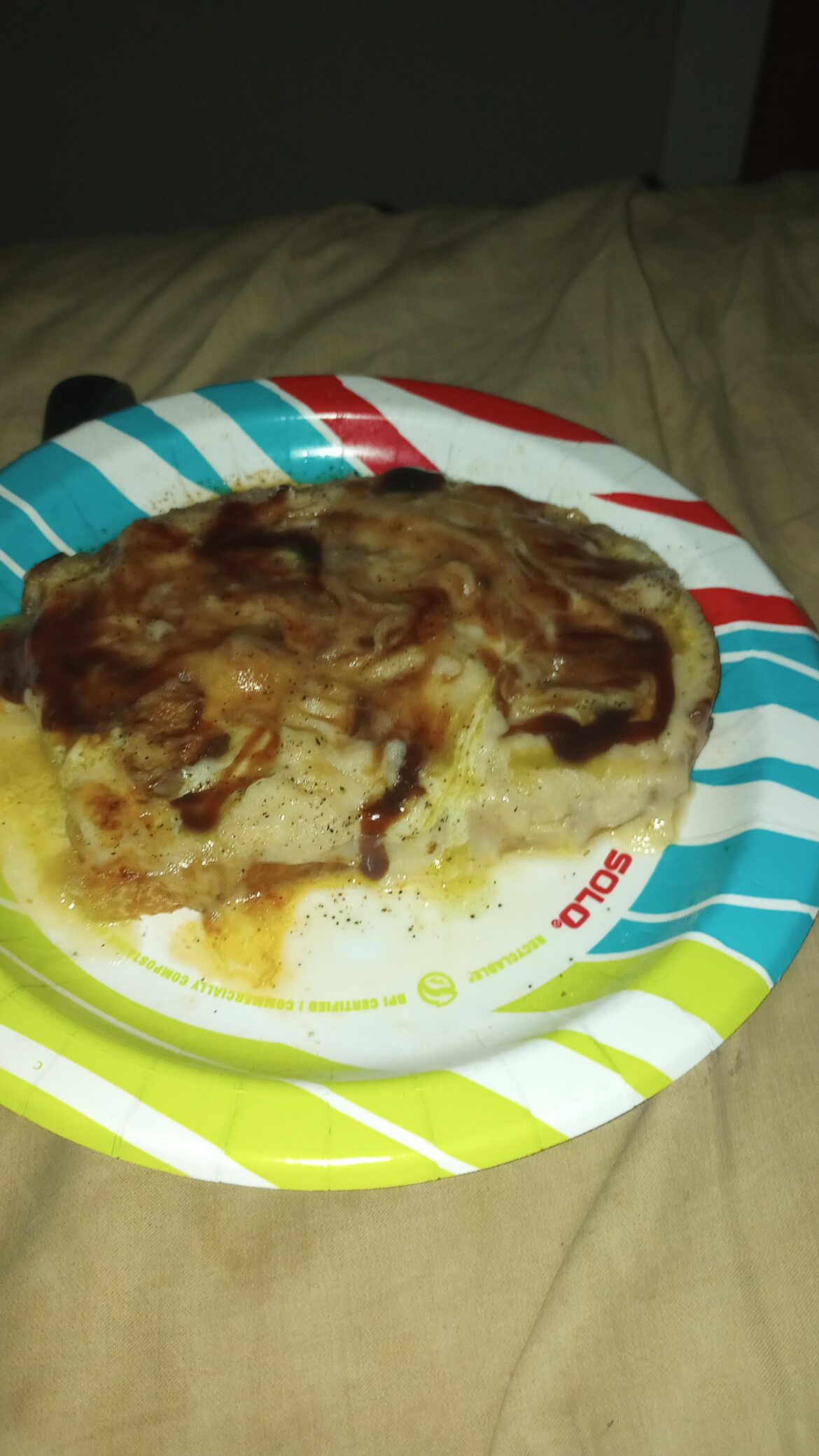 Sourdough Guy here. Here's my EZ chew bad tooth drunken dinner. Garlic sourdough, mayo, garlic intsa taters, crockpot rib meat, melted Swiss, hoision sauce (love that shit)