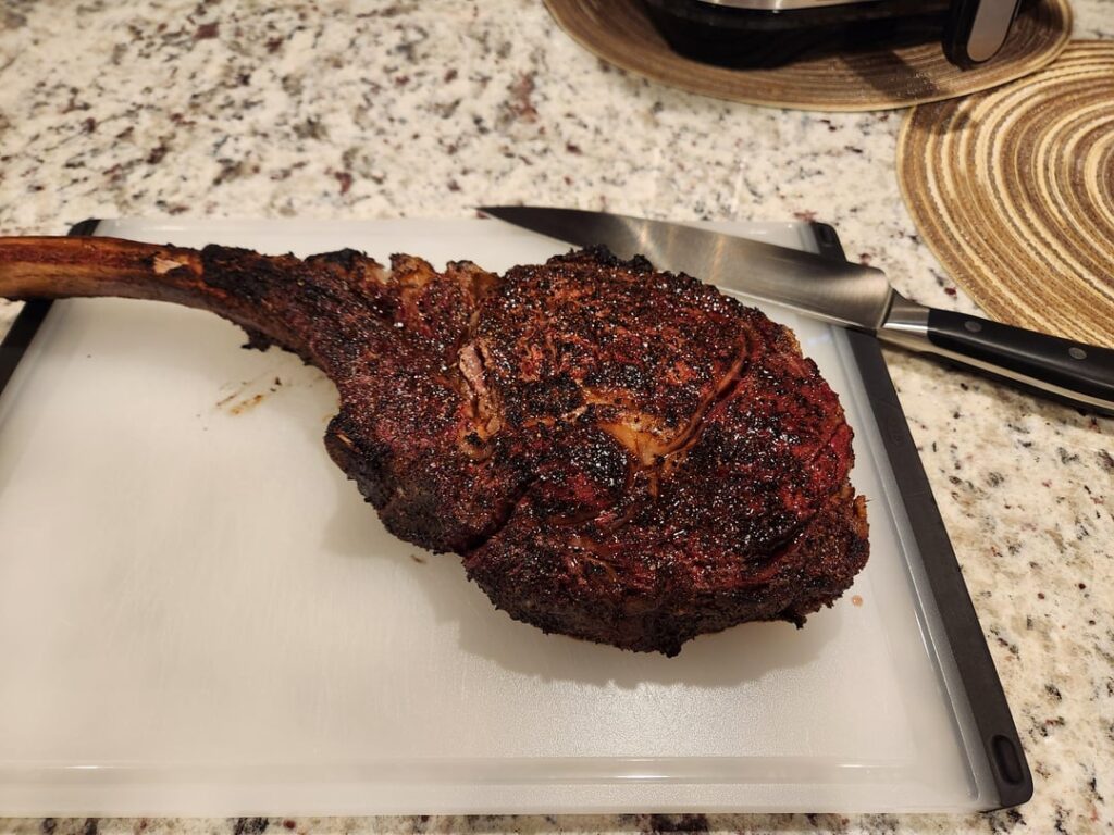 Here's how you smoke a tomahawk ribeye for 1.5 hours.