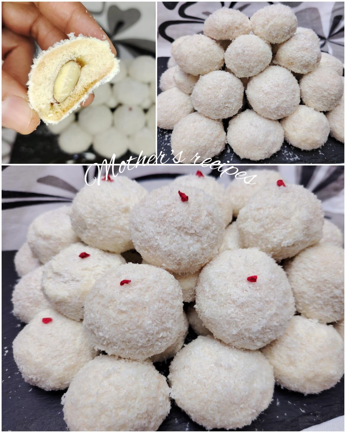 I was making coconut cookies and in the end I got Raffaello balls. They melt in the mouth.
