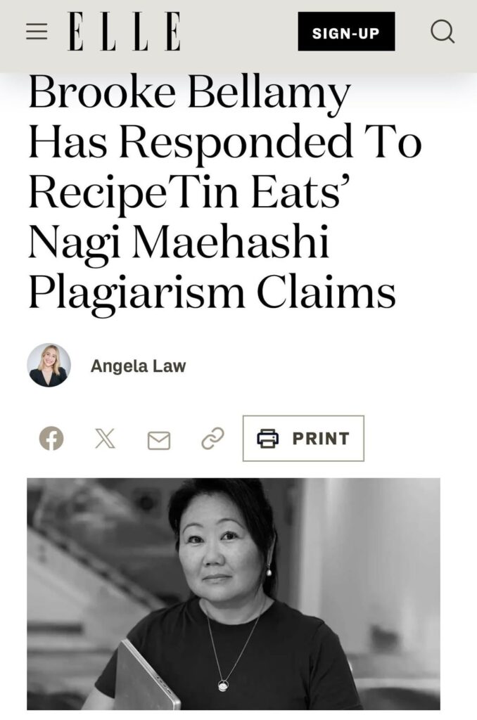 Is anyone following the story of Nagi (RecipeTin Eats) accusing Brooke Bellamy (BROOKI) of plagiarizing recipes in her cookbook? SallysBakingAddiction has also spoken out that recipes of hers were copied in the best selling book.