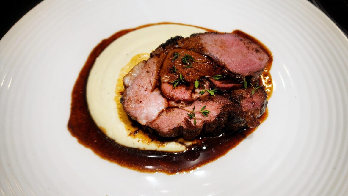 [Homemade] Black Garlic Herb-Crusted Lamb Leg w/Parsnip Puree