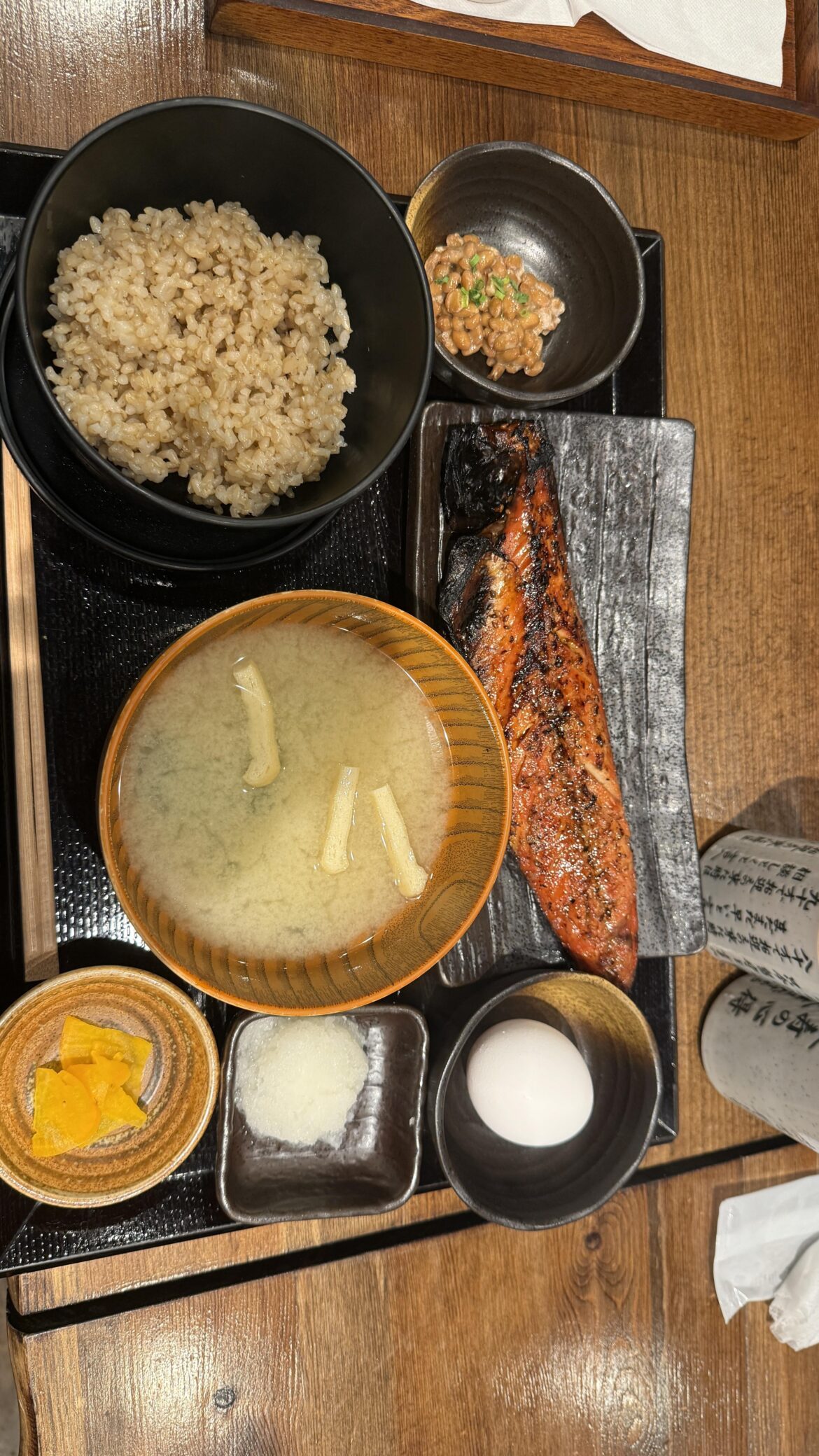 Japanese lunch - Mirin mackerel and natto!