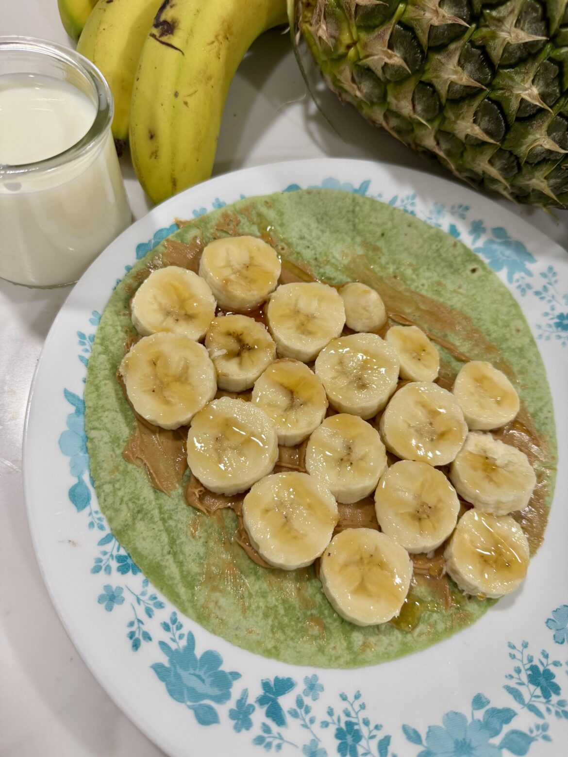 I’m not proud of this. PB banana honey spinach wrap. 🙊